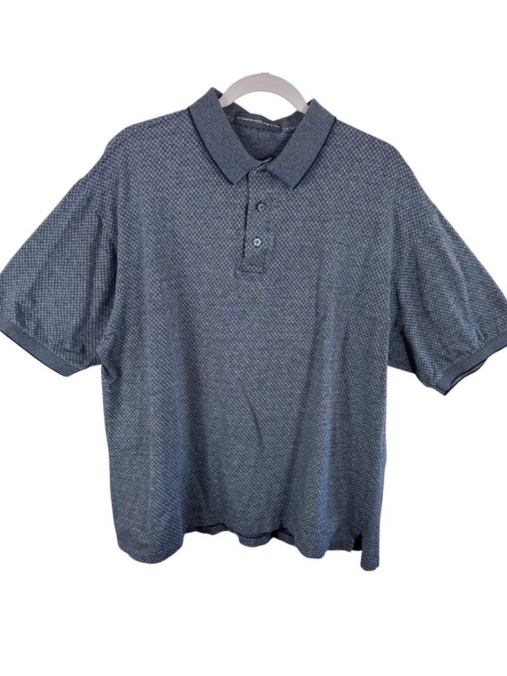 Carnoustie 100% Cotton‎ Gray Blue Checkered Short Sleeve Collared Polo Men's XL